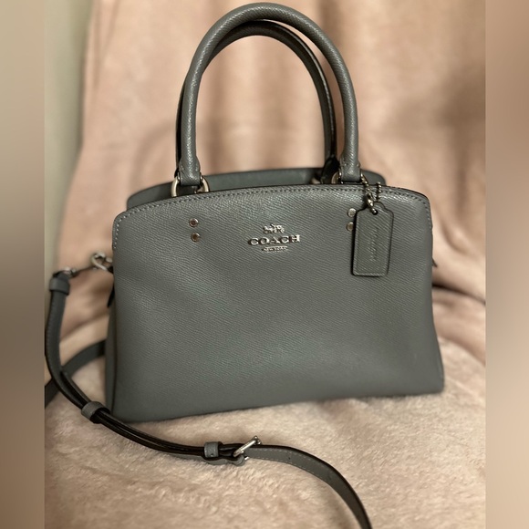 Coach Gray Leather Mini Lillie Carryall Crossbody Bag with...